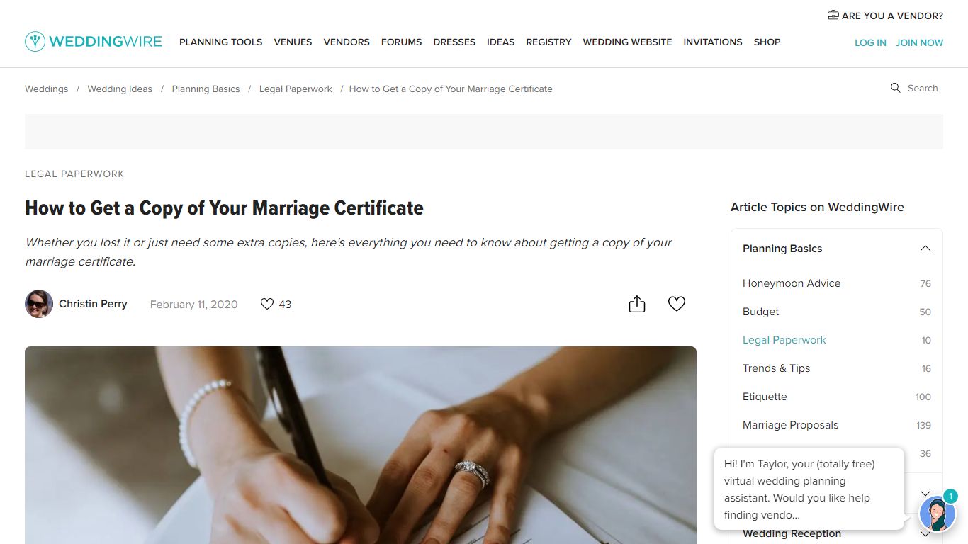 How to Get a Copy of Your Marriage Certificate - WeddingWire